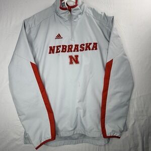 Adidas Scorch Grey Nebraska Cornhuskers Windbreaker Pullover 1/4 Zip Size Lg